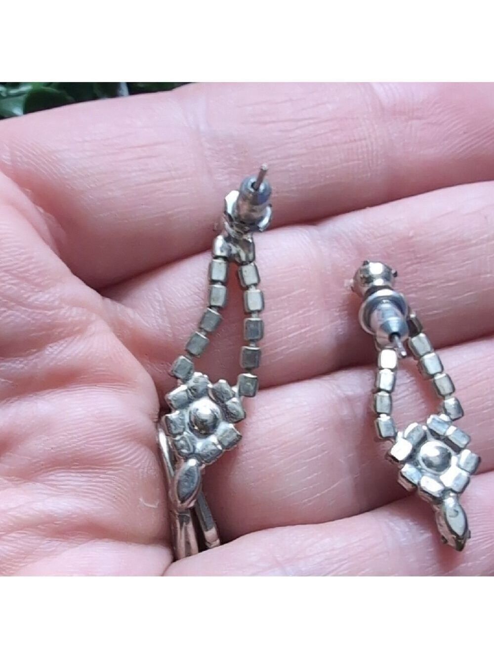 Elegant Silver and Drop Earrings with AB Crystals - Picture 6 of 9
